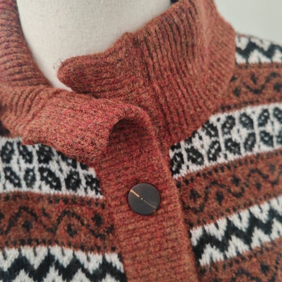 Sezane Wool Blend Heavyweight Button Winter Cardigan Sweater L - Picture 5 of 10